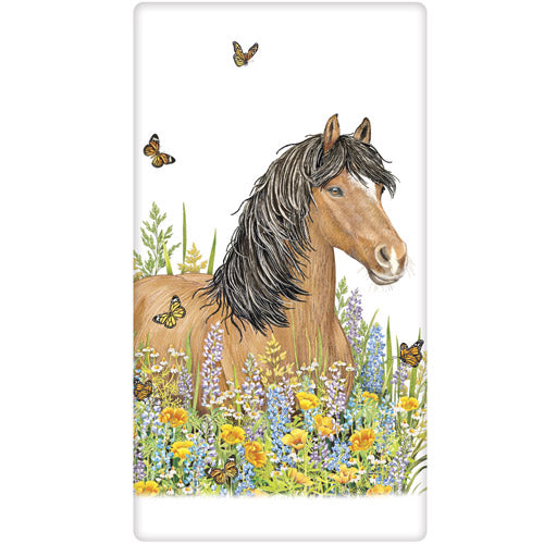 Butterflies Horse Bagged Towel