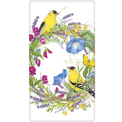Goldfinch Wreath Bagged Towel