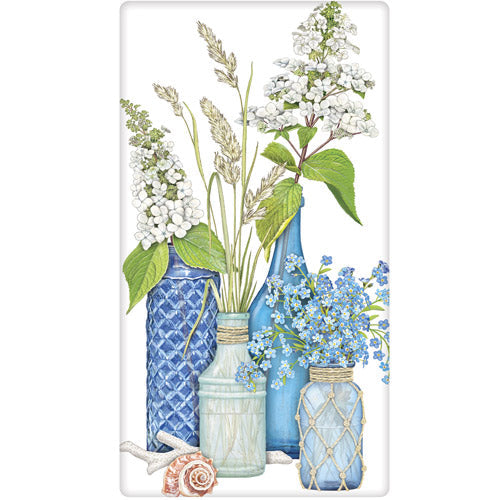 Blue Shell Vases Bagged Towel