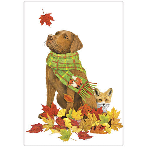 Fall Chocolate Lab Bagged Towel