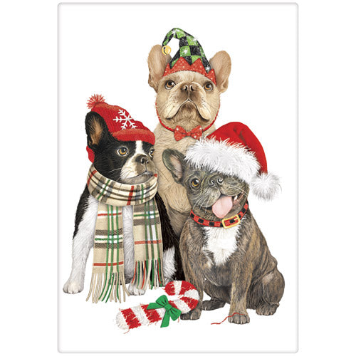 Holiday Frenchie Family Bagged Towel