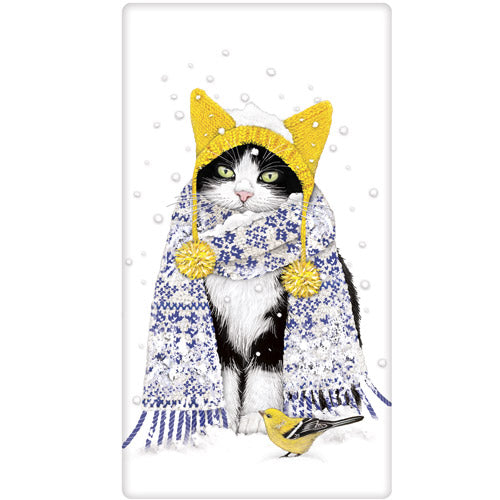Yellow Hat Cat Bagged Towel
