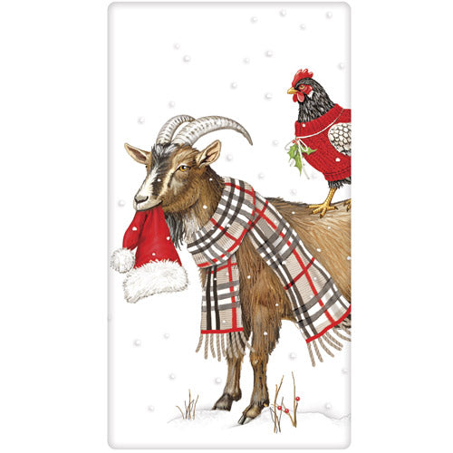 Winter Goat Chicken Bagged Towel