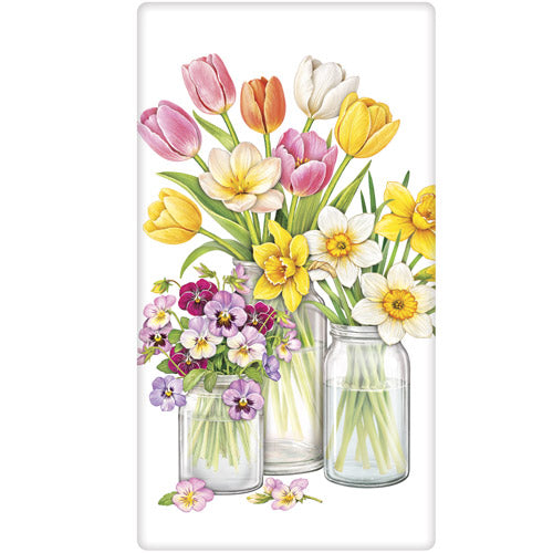Daffodil Tulip Jars Bagged Towel
