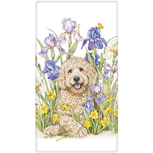 Doodle Irises Bagged Towel