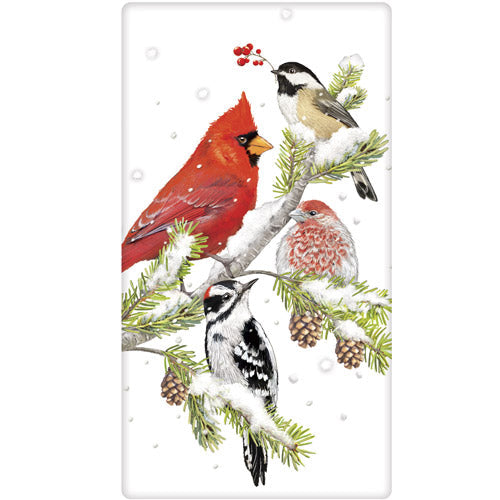Winter Branch Birds Bagged Towel