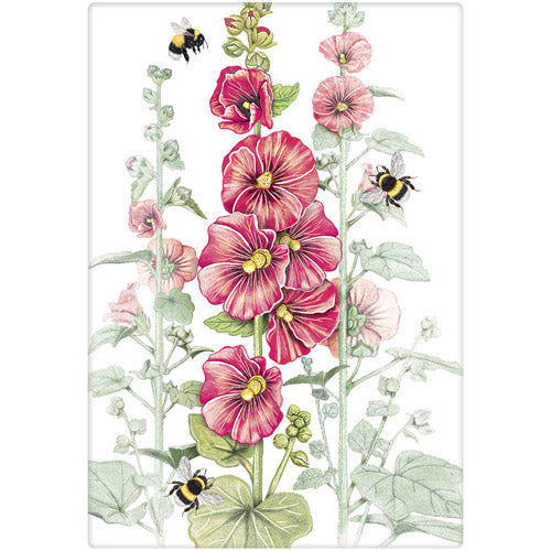 Pink Hollyhocks Bagged Towel