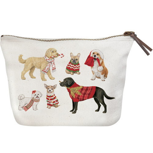 Holiday Dog Scatter Canvas Pouch