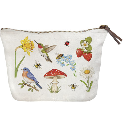 Bird Bee Scatter Canvas Pouch