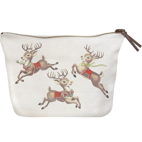 Retro Reindeer Canvas Pouch