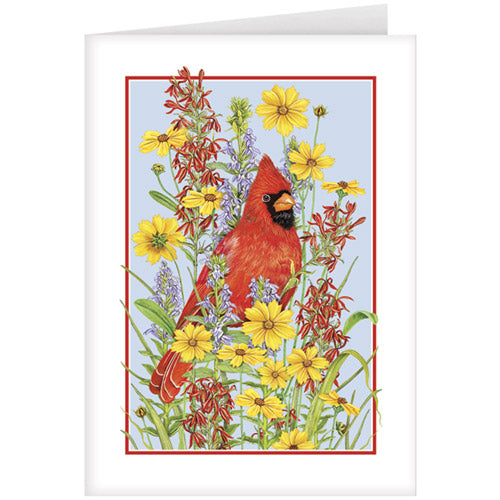 Summer Flower Cardinal Greeting Card