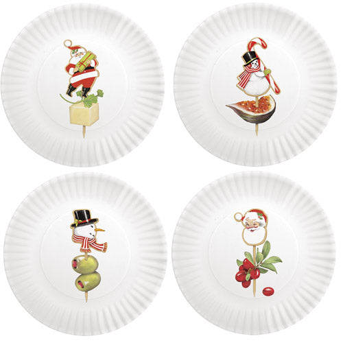 Holiday Appetizer Melamine Plates S/4