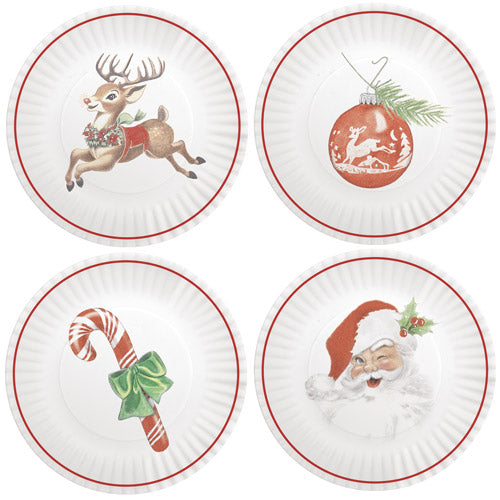 Retro Holiday Melamine Plates S/4 Asst