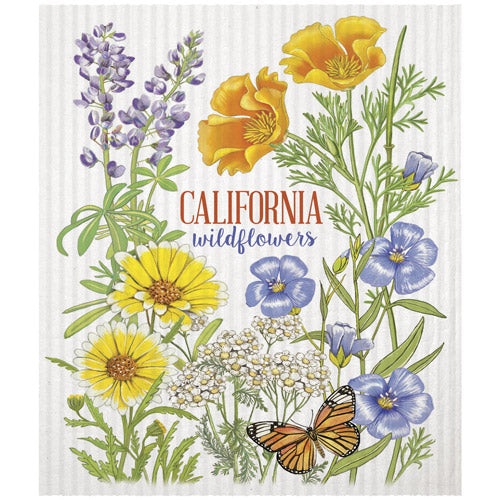 California Flowers Sponge Cloth