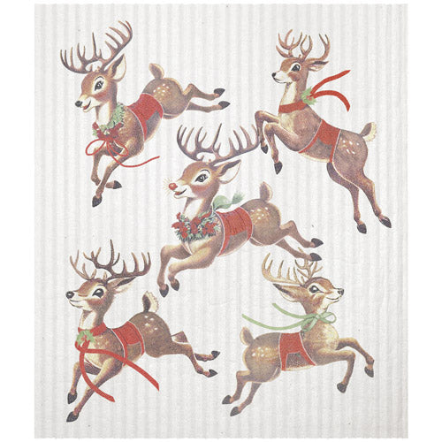 Retro Reindeer Sponge Cloth