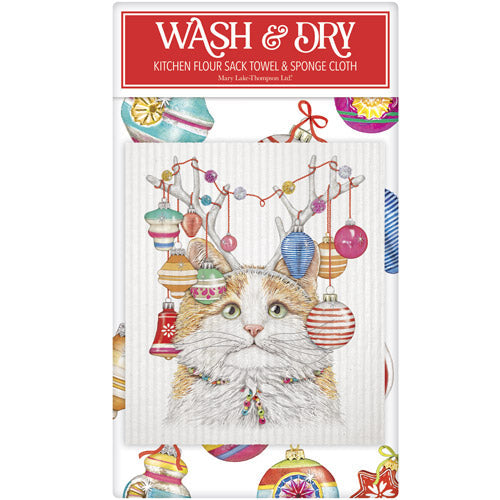 Cat Holiday Antlers Wash & Dry