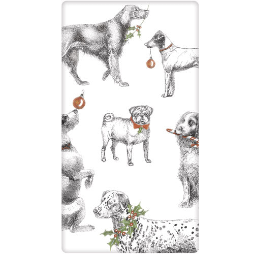 Holiday Vintage Dogs Bagged Towel