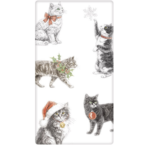 Holiday Vintage Cats Bagged Towel