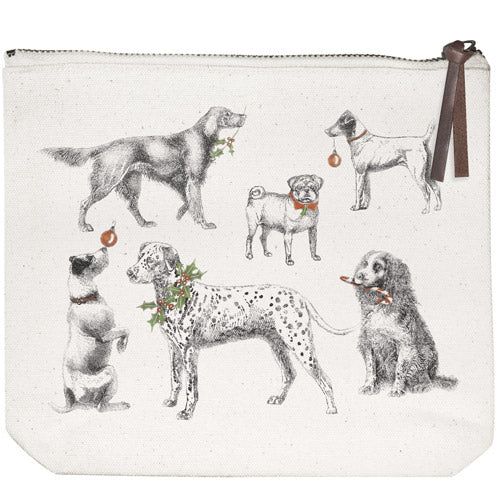 Holiday Vintage Dogs Canvas Pouch