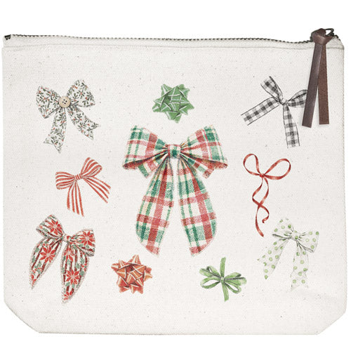 Holiday Bows Canvas Pouch