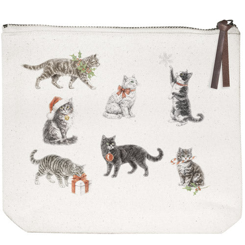 Holiday Vintage Cats Canvas Pouch