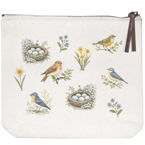 Birds And Nests Canvas Pouch