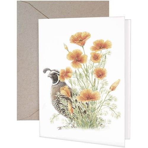 Poppy Quail Greeting Card