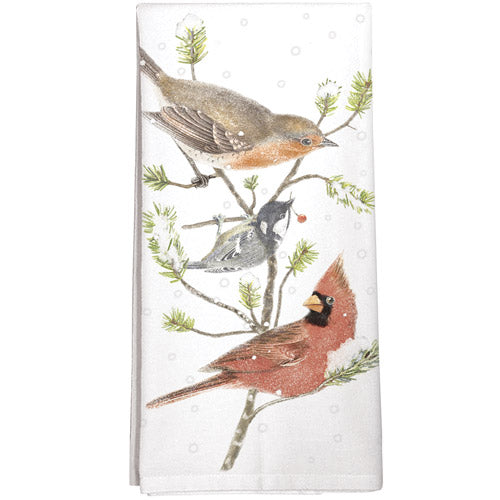 Winter Bird Branch Towel