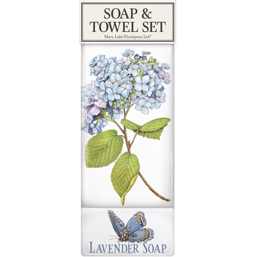 Hydrangea Branch Soap & Towel Set