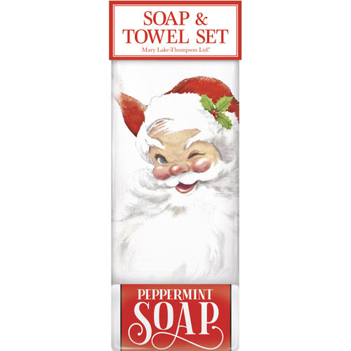 Santa Winking Soap & Towel Set
