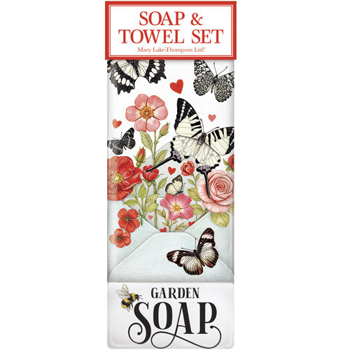 Butterfly Valentine Soap & Towel Set