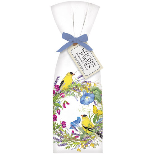 Goldfinch Wreath Towel Set