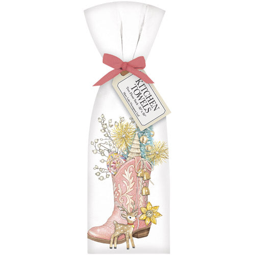 Holiday Pink Boot Towel Set