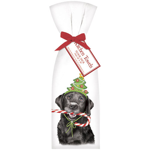 Candy Cane Black Lab Towel Set