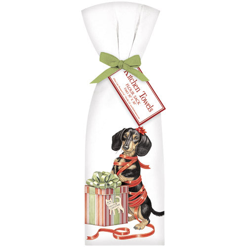 Holiday Present Doxie Towel Set
