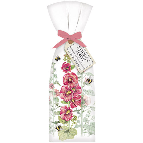 Pink Hollyhocks Towel Set