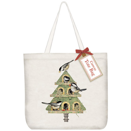 Chickadee Birdhouse Tote Bag