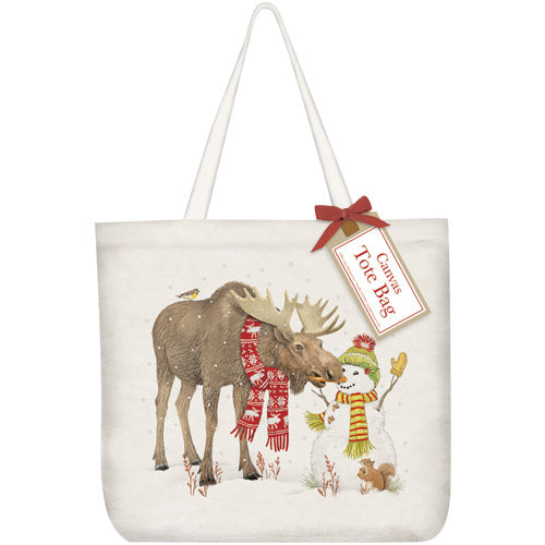Moose Snowman Tote Bag