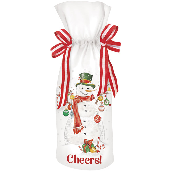 Ornament Snowman Wine Bag