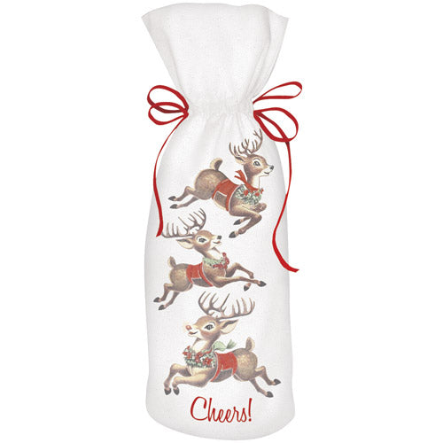 Retro Reindeer Wine Bag