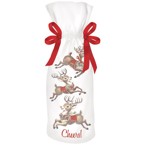 Retro Reindeer Wine Bag