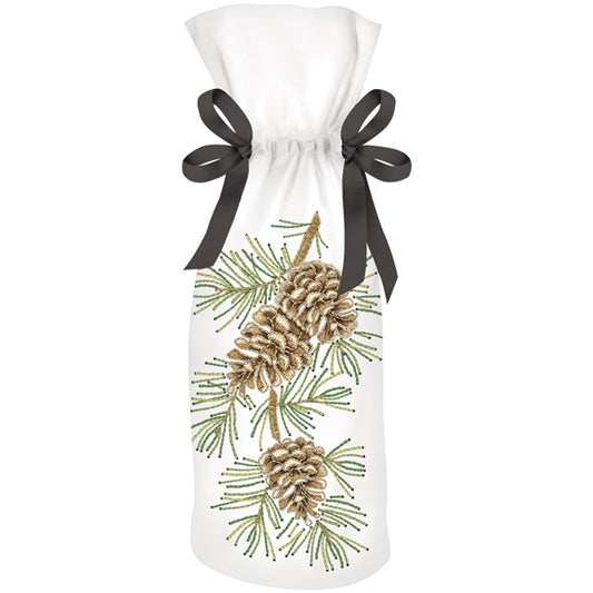 Pine Embroidery Wine Bag