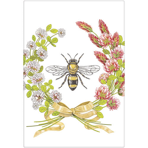 Bee Clover Wreath Bagged Towel
