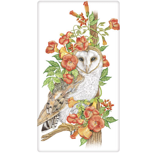 Trumpet Vine Owl Bagged Towel