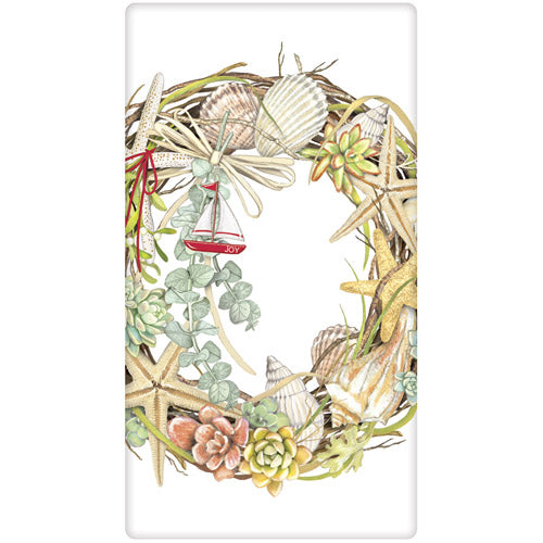 Holiday Shell Wreath Bagged Towel