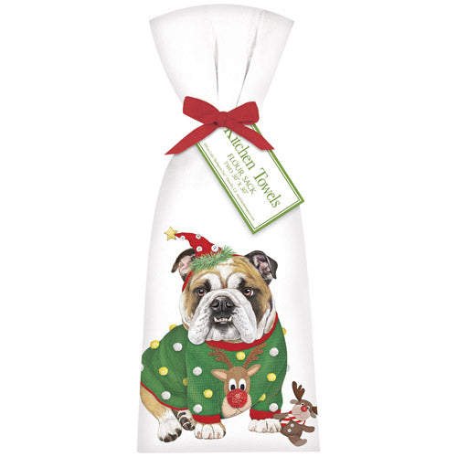 Bulldog In Sweater Towel Set