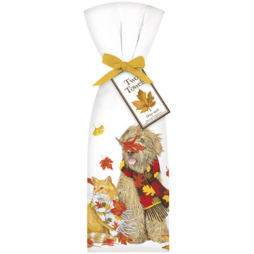 Fall Leaves Dog and Cat Towel Set