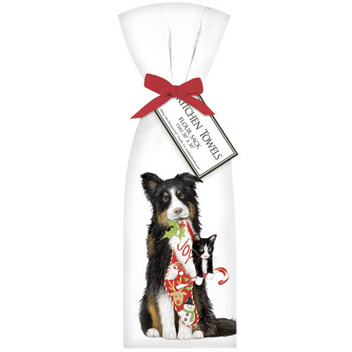 Collie Cat Stocking Towel Set