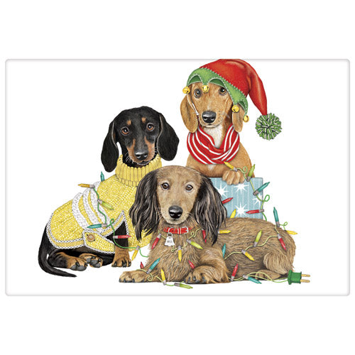 Holiday Doxie Family Bagged Towel